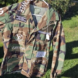 Camouflage Jacket with Graphic Patches
